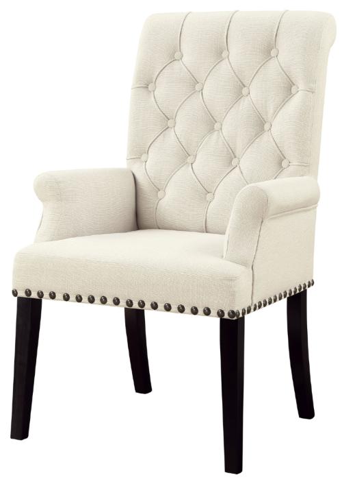 Alana Fabric Upholstered Dining Arm Chair Beige