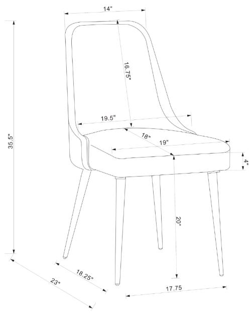 Alan Fabric Upholstered Dining Side Chair Grey (Set of 2)