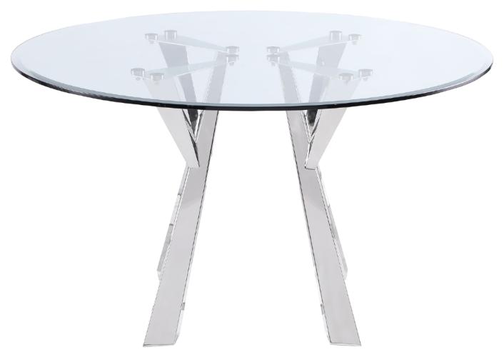 Alaia Round 51-inch Clear Glass Top Dining Table Chrome