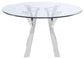 Alaia Round 51-inch Clear Glass Top Dining Table Chrome