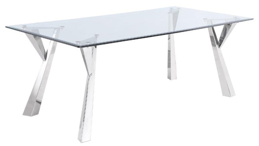 Alaia Rectangular 79-inch Glass Top Dining Table Chrome