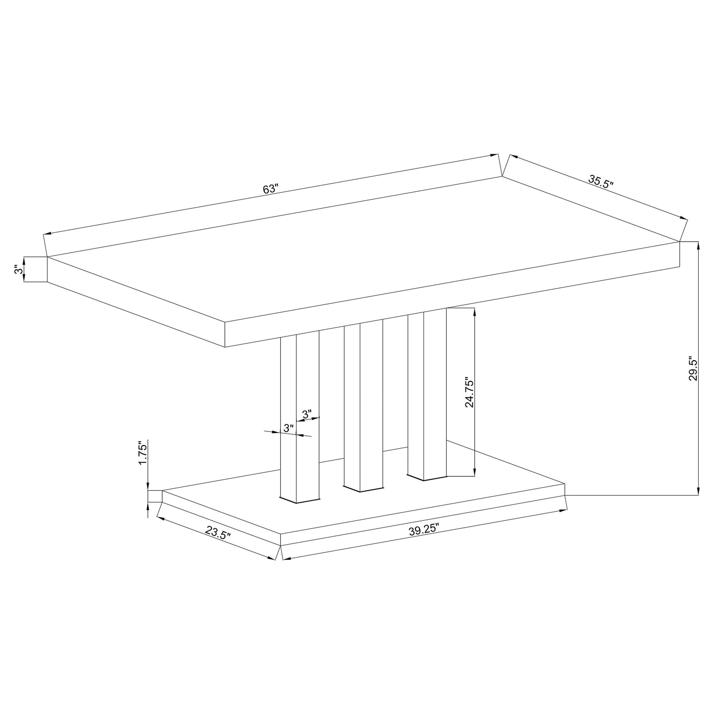 Brooklyn Rectangular 63-inch Dining Table White High Gloss