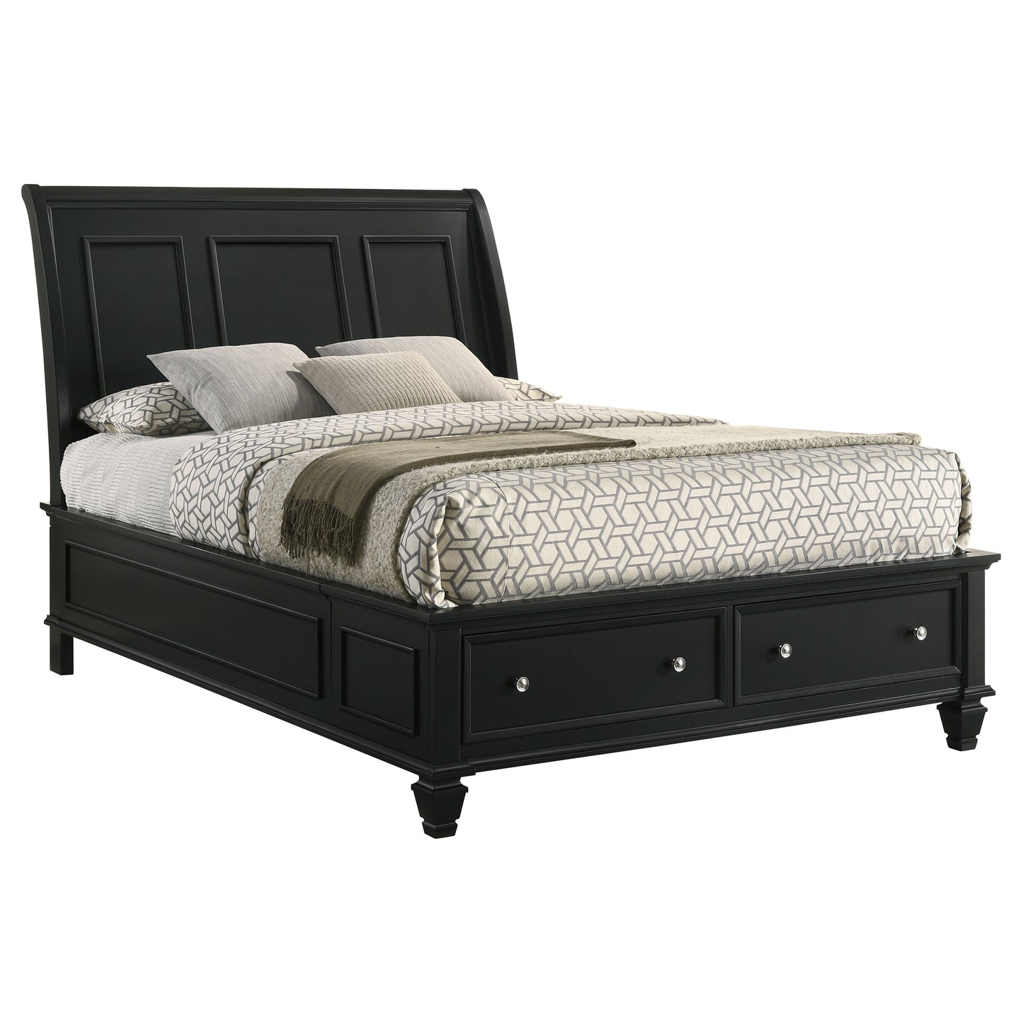 Sandy Beach Wood Eastern King Storage Panel Bed Black