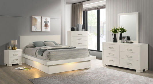 Jessica 5-piece Eastern King LED Bedroom Set Snow White