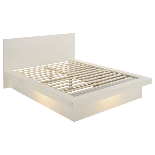 Jessica Wood Queen LED Panel Bed Snow White