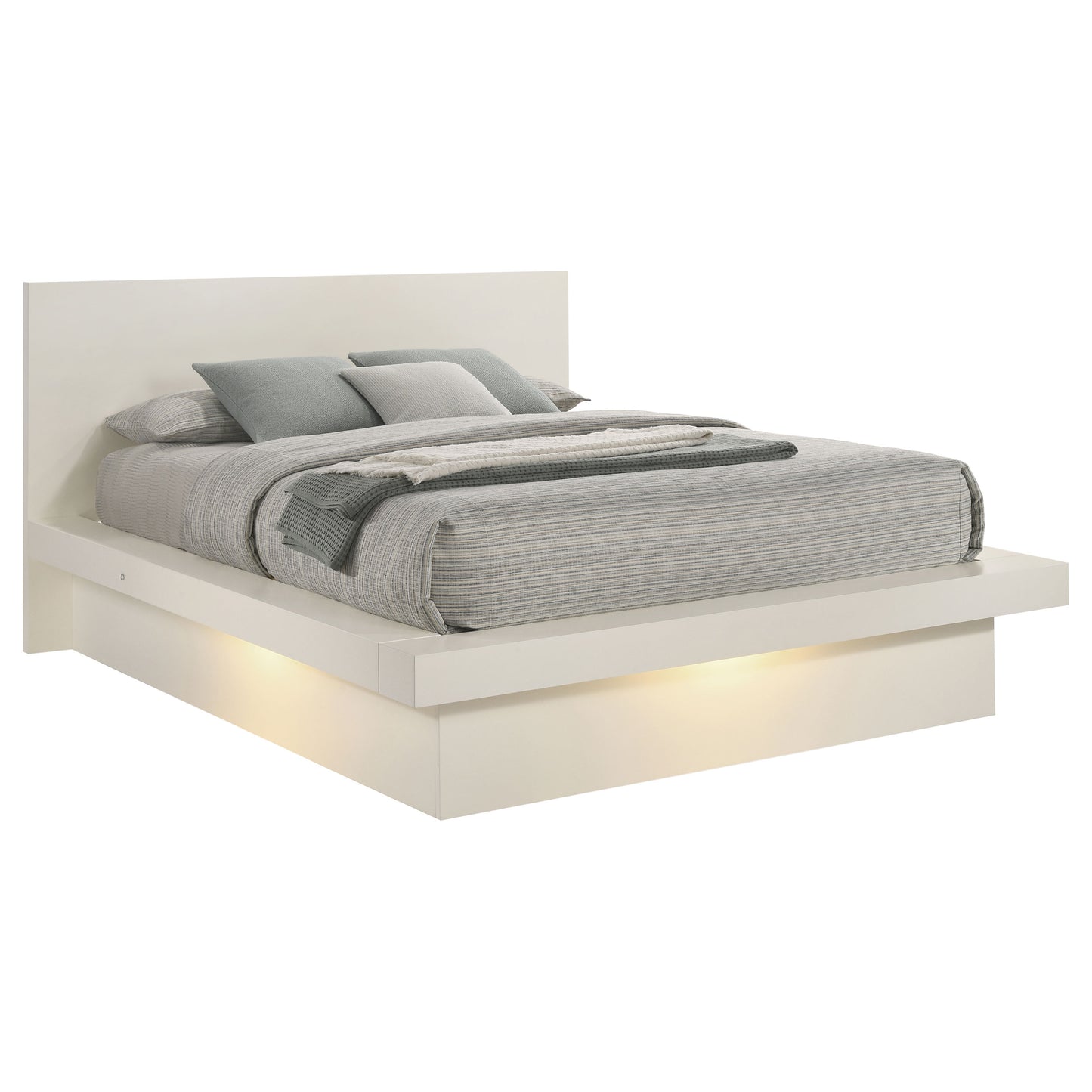 Jessica Wood Queen LED Panel Bed Snow White