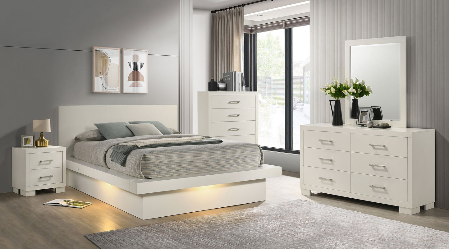 Jessica 5-piece Queen LED Bedroom Set Cream White