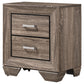 Kauffman 2-drawer Nightstand Washed Taupe