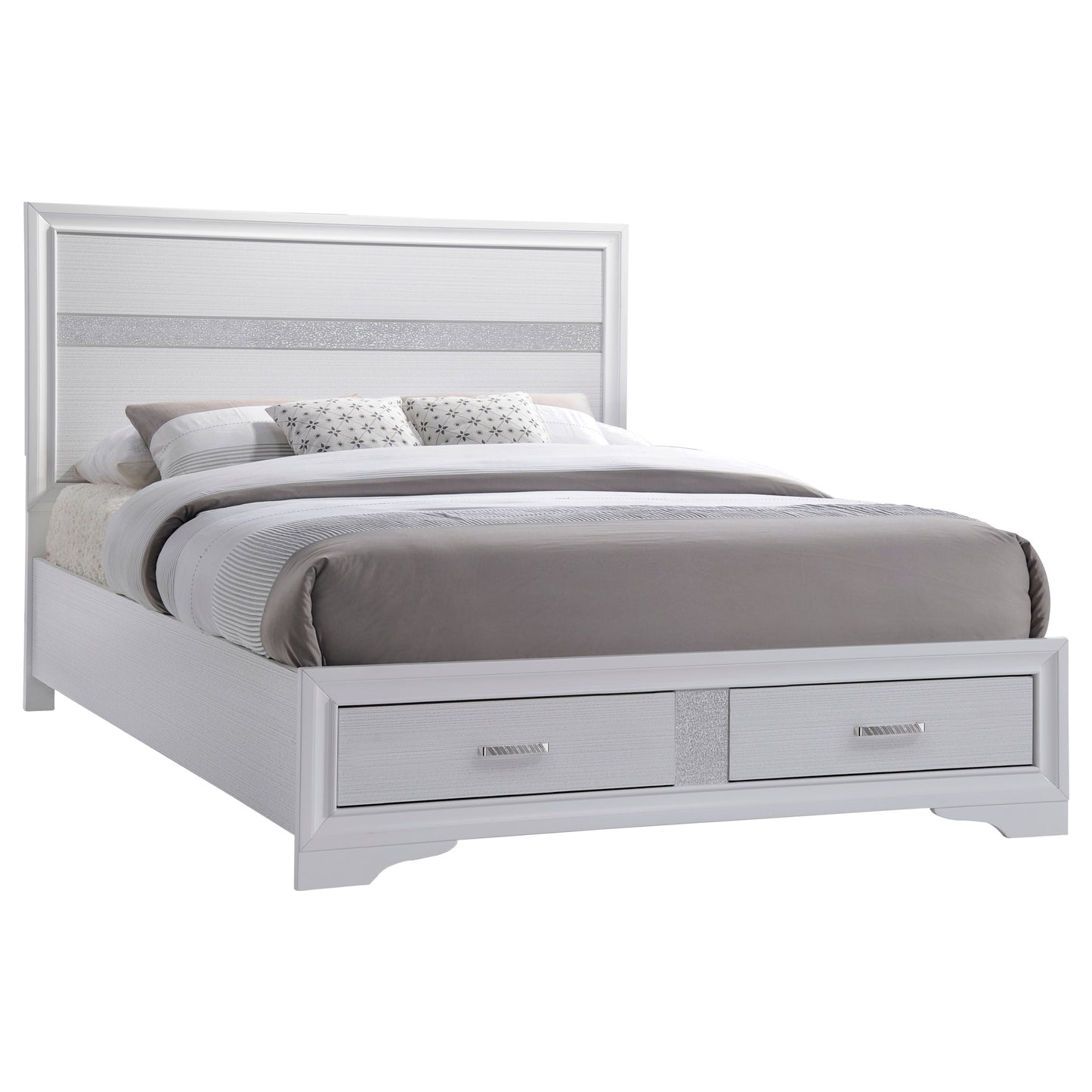 Miranda 51-inch Wood California King Storage Panel Bed White