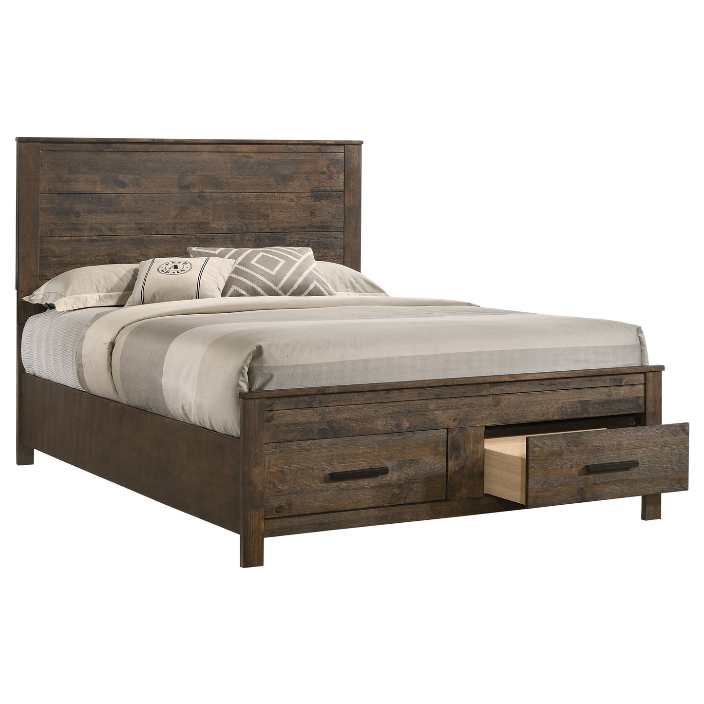 Woodmont California King Storage Bed Rustic Golden Brown