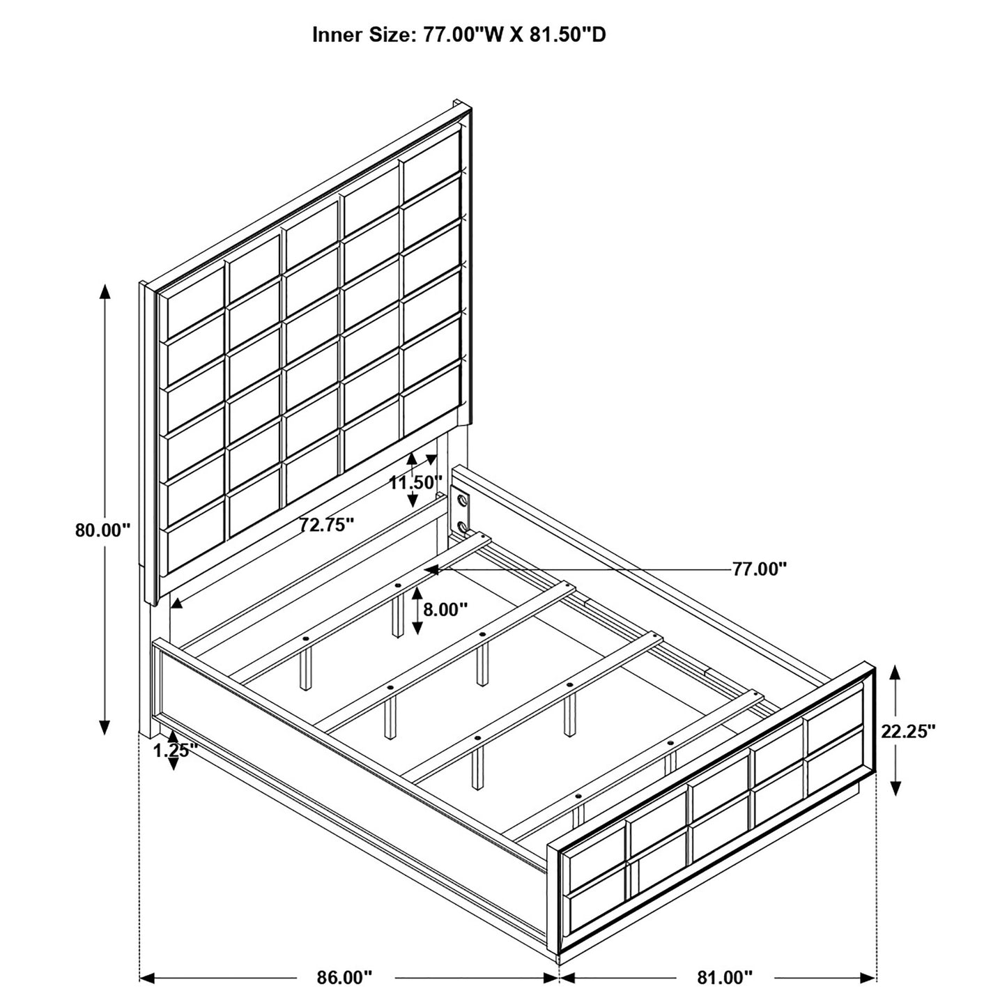 Durango 77-inch Eastern King Panel Bed Smoked Peppercorn