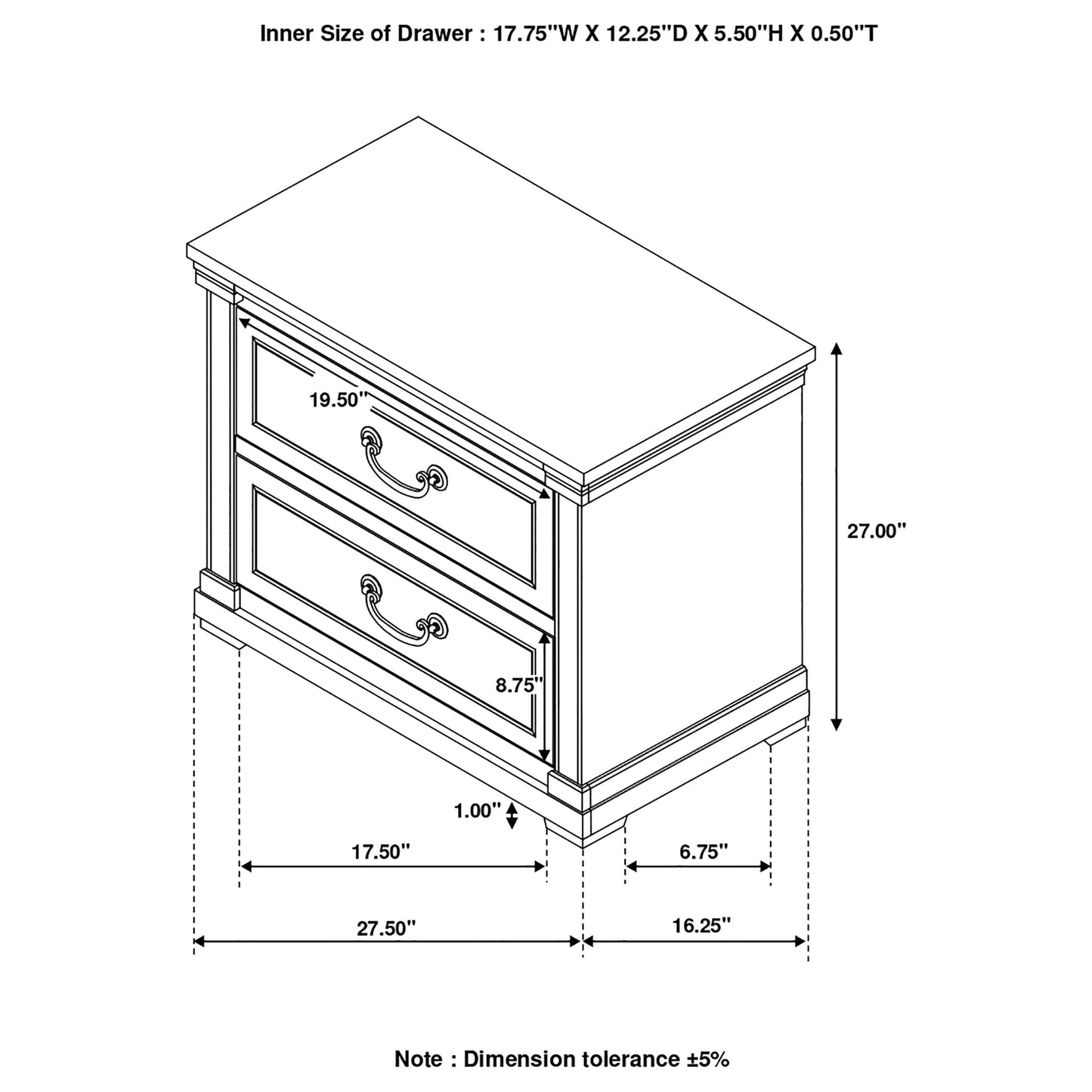 Hillcrest 2-drawer Nightstand Distressed White