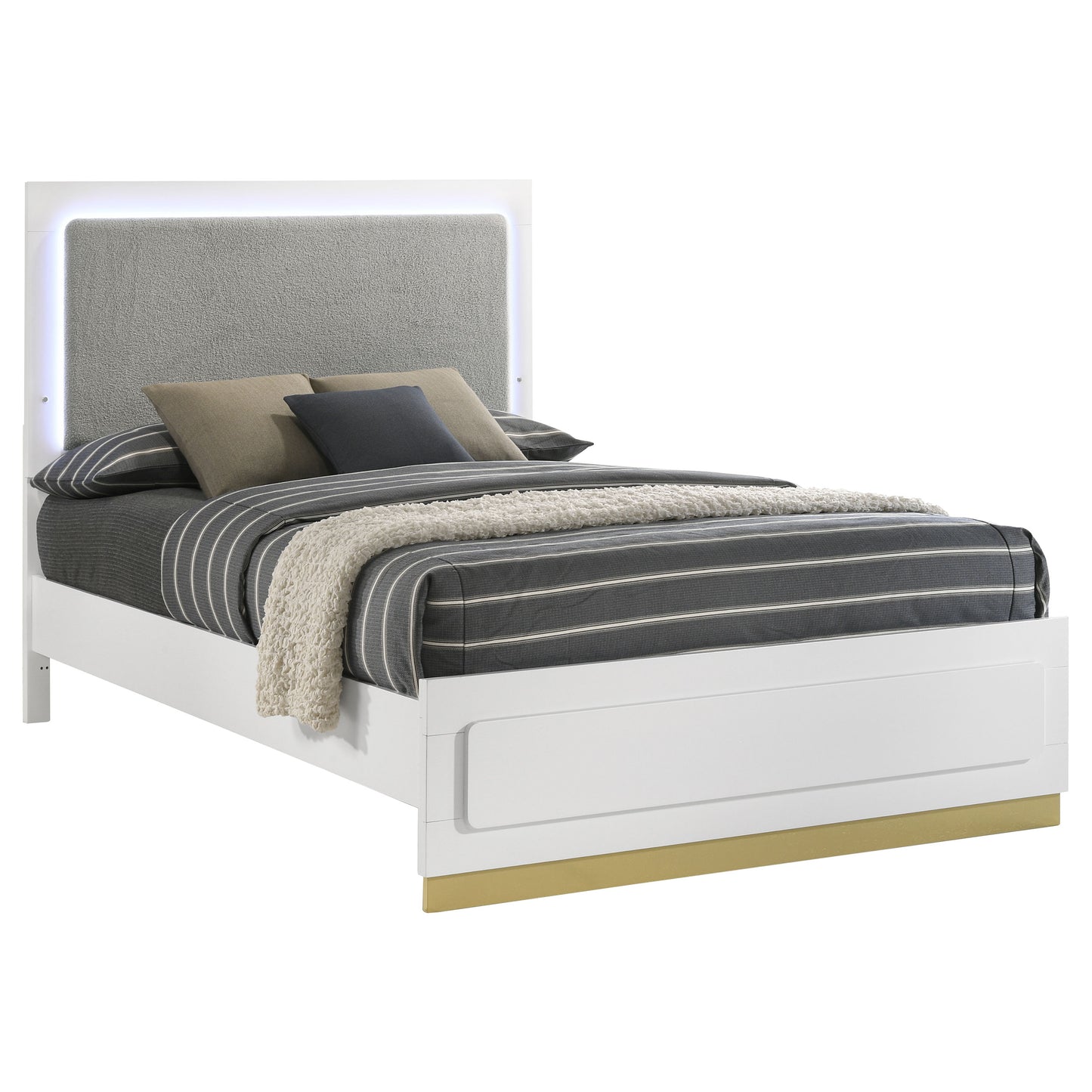 Caraway Wood Eastern King LED Panel Bed White