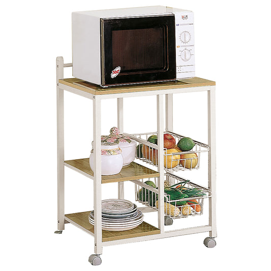 Kelvin 2-shelf Mobile Kitchen Cart Natural Brown and White