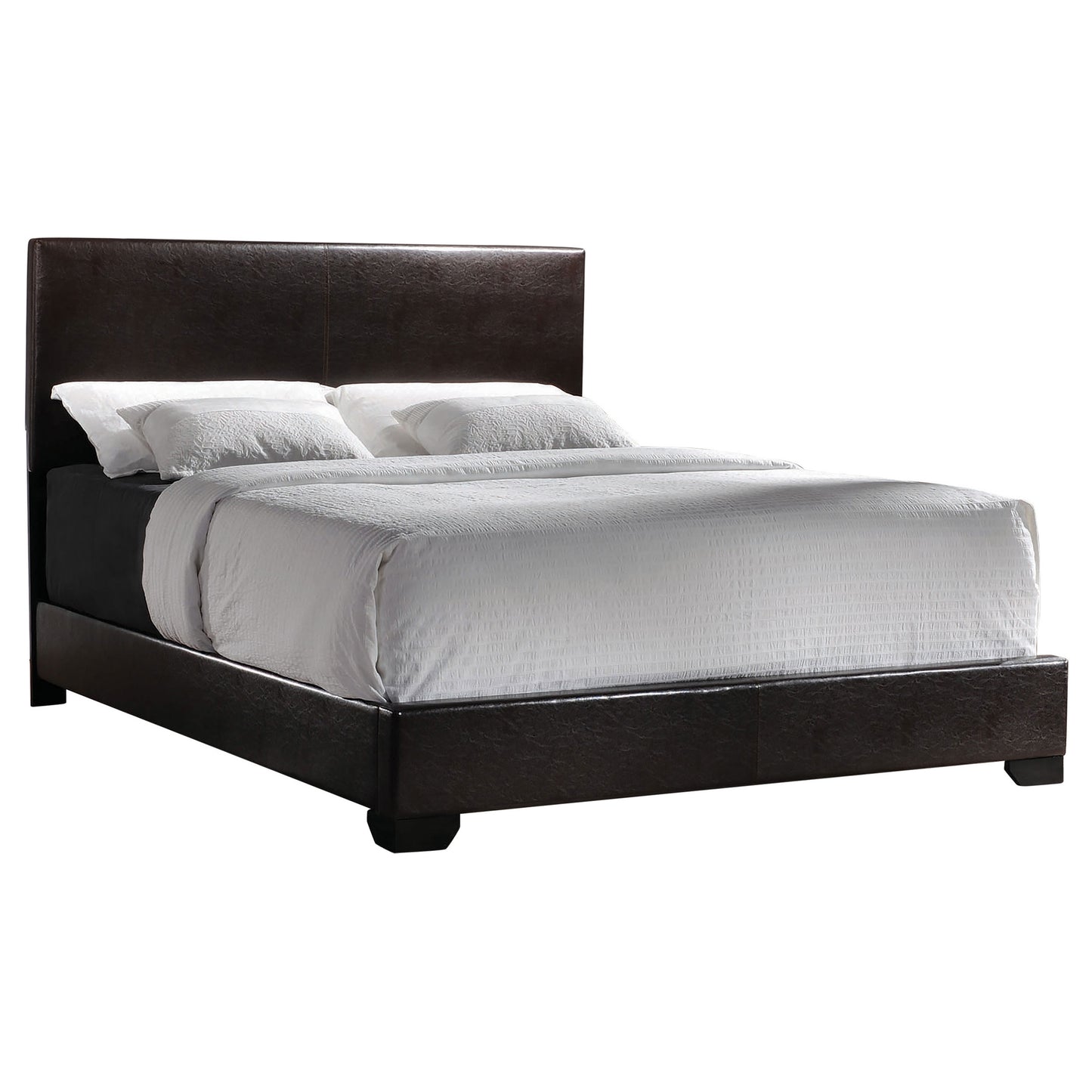 Conner Upholstered Eastern King Panel Bed Dark Brown