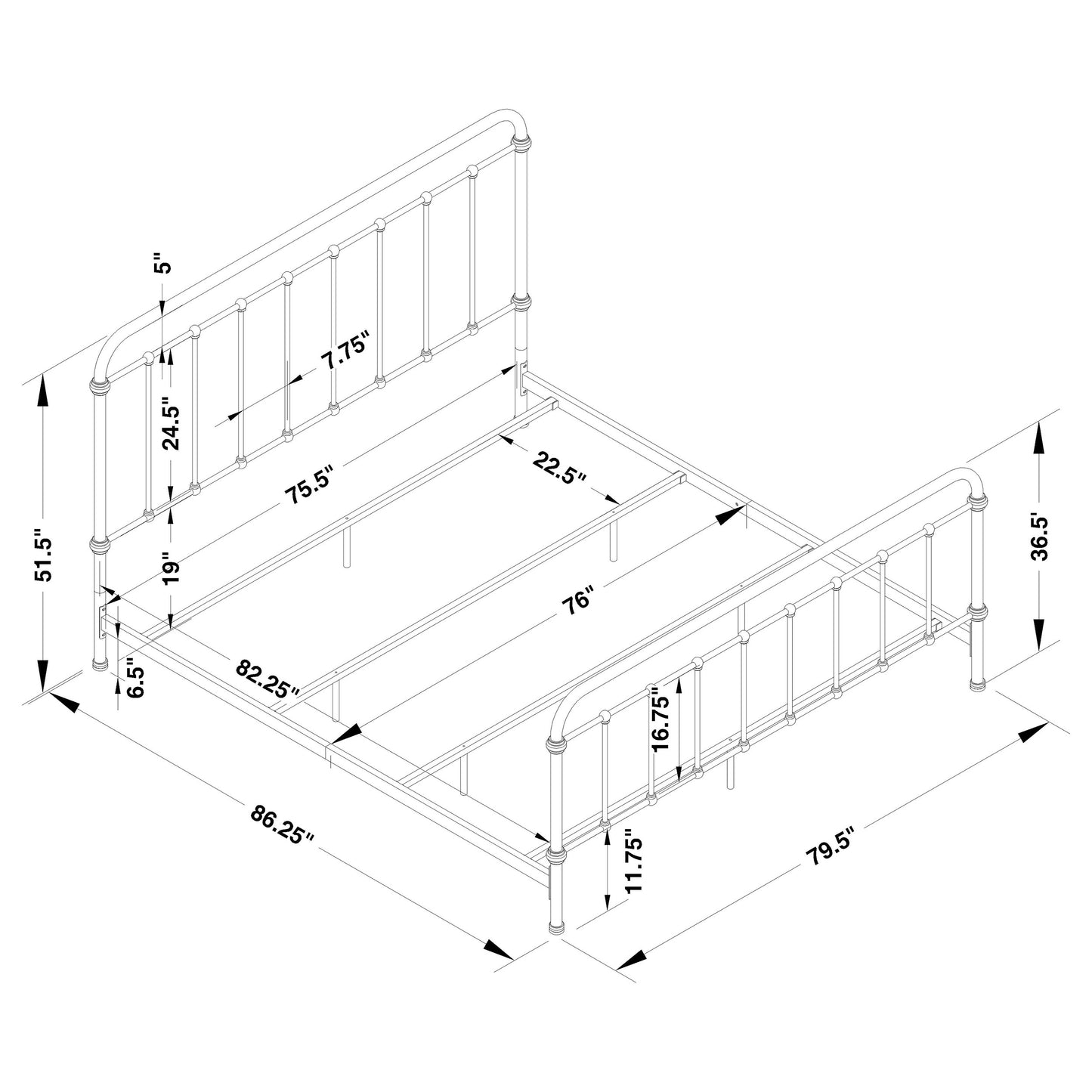 Livingston Metal Eastern King Open Frame Bed Dark Bronze