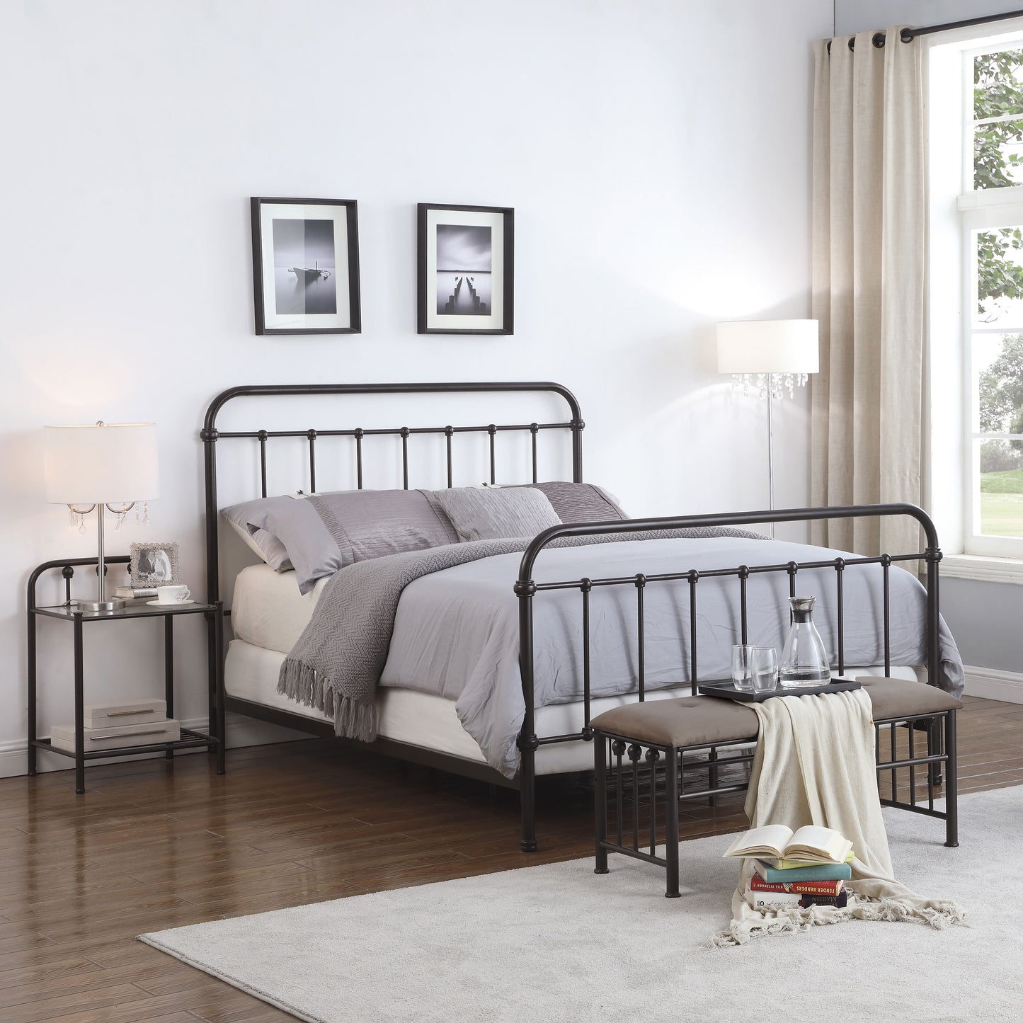 Livingston Metal California King Open Frame Bed Dark Bronze