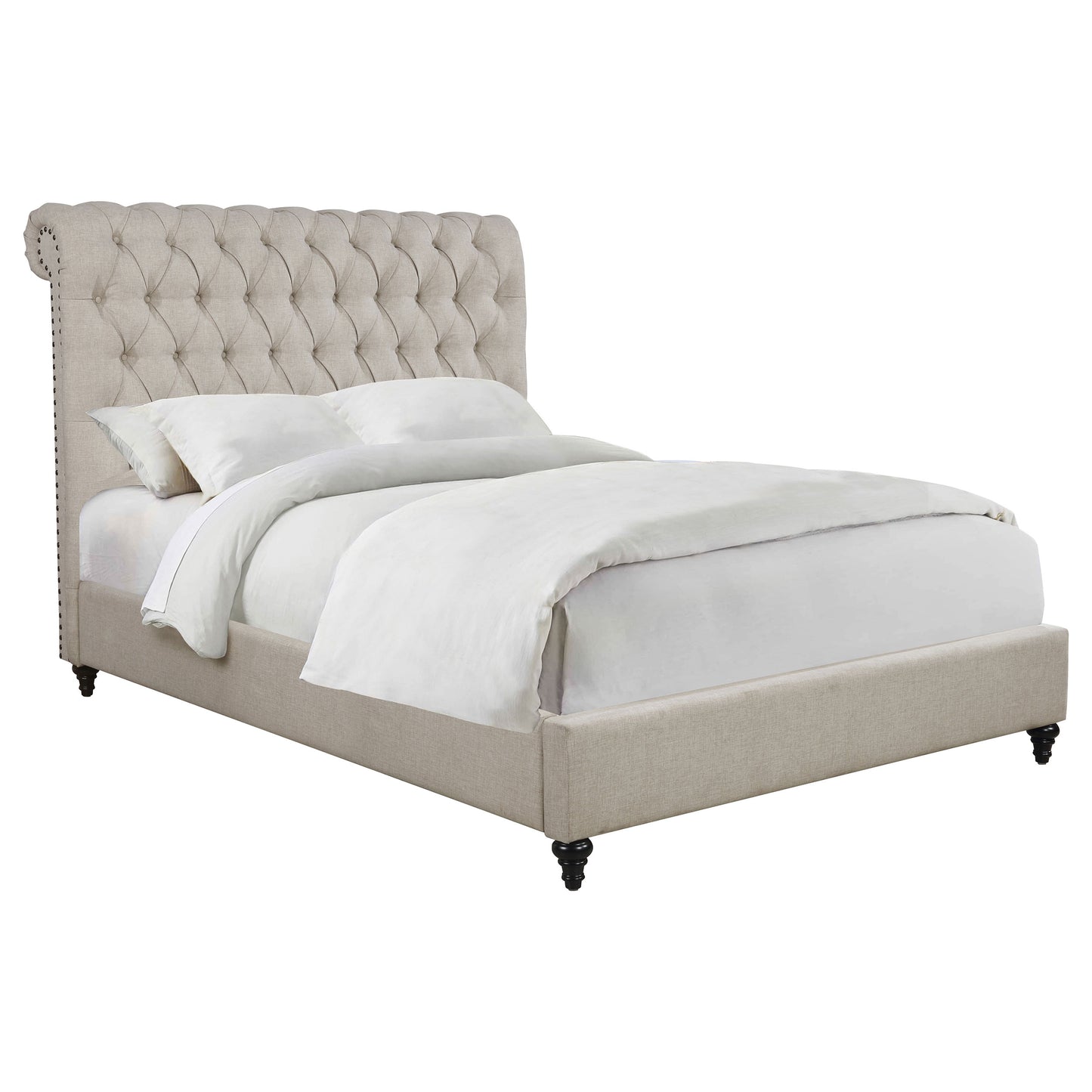 Devon 57-inch Upholstered Eastern King Panel Bed Beige