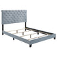 Warner Upholstered Eastern King Panel Bed Slate Blue