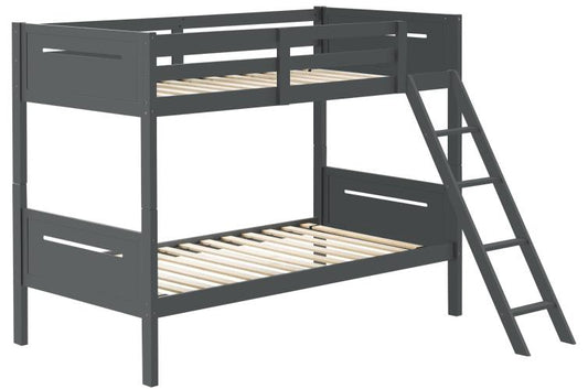 Littleton Wood Twin Over Twin Bunk Bed Grey