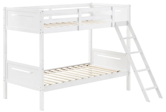 Littleton Wood Twin Over Twin Bunk Bed White