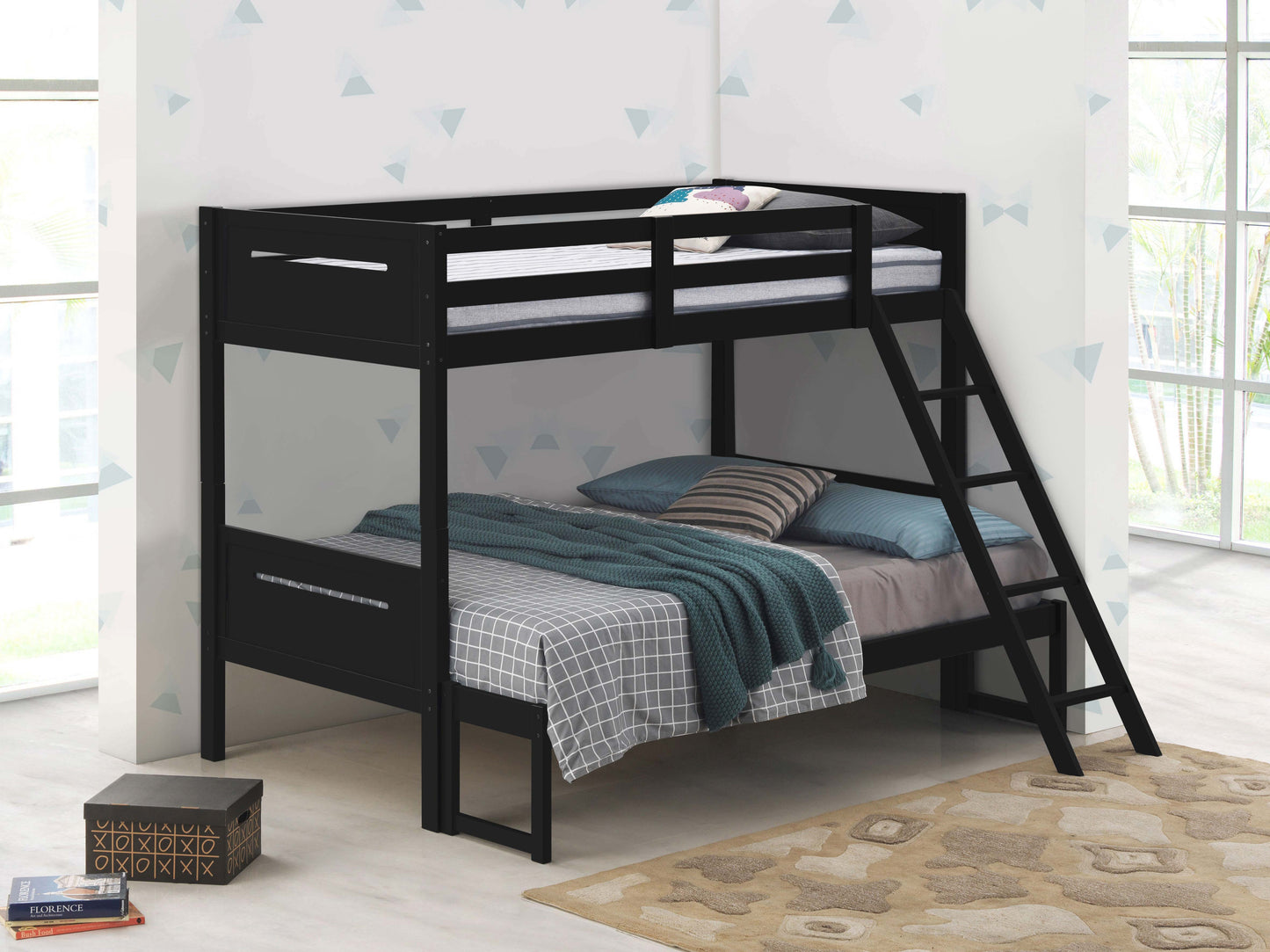 Littleton Wood Twin Over Full Bunk Bed Black