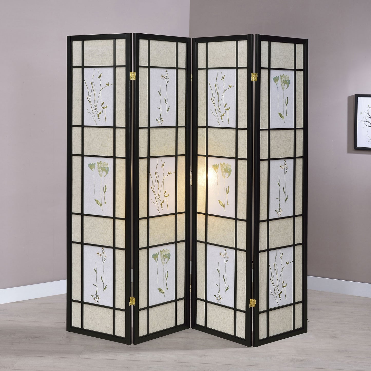 Catabella 4-Panel Room Divider Folding Shoji Screen Floral