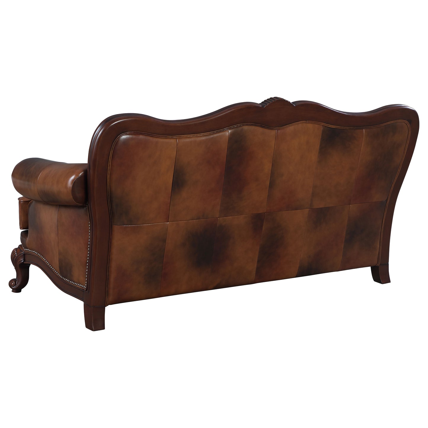 Victoria Full Leather Upholstered Rolled Arm Sofa Brown