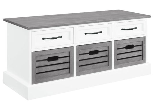 Alma 3-drawer Storage Bench White and Weathered Grey