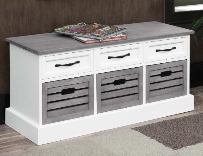 Alma 3-drawer Storage Bench White and Weathered Grey