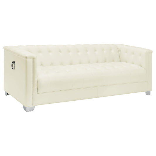 Chaviano Upholstered Track Arm Sofa Pearl White