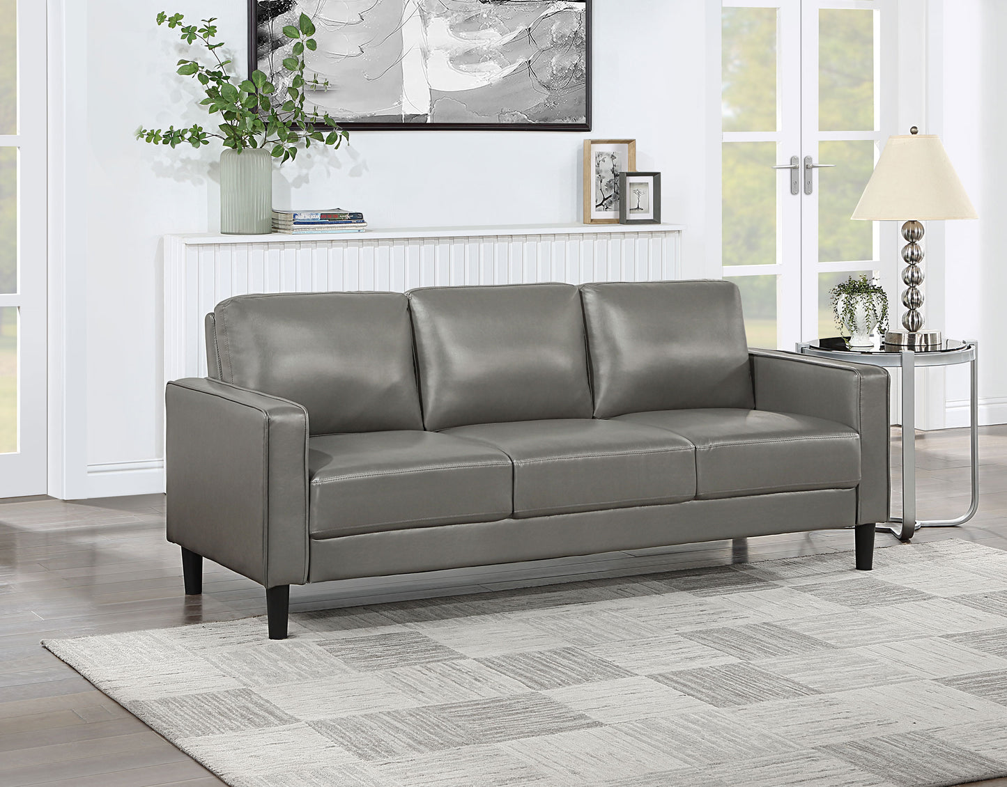 Ruth Upholstered Track Arm Sofa Grey