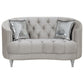 Avonlea 3-piece Upholstered Sloped Arm Sofa Set Grey Velvet