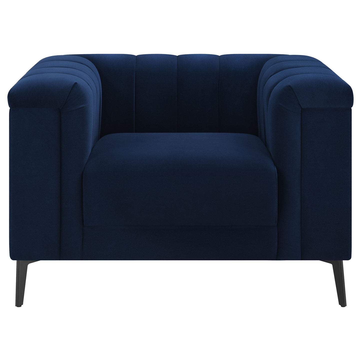 Chalet Upholstered Tuxedo Arm Tufted Chair Blue