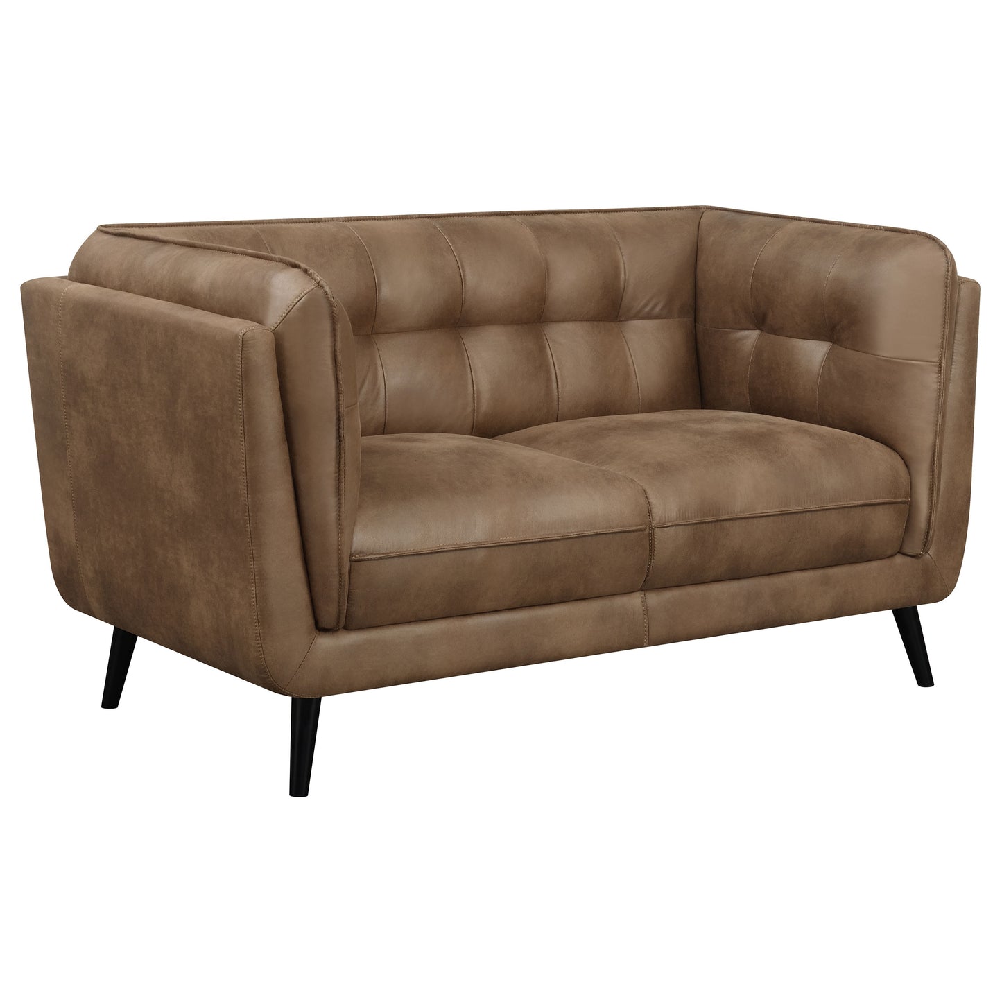 Thatcher Upholstered Tuxedo Arm Tufted Loveseat Brown