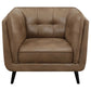 Thatcher Upholstered Tuxedo Arm Tufted Accent Chair Brown