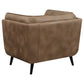 Thatcher Upholstered Tuxedo Arm Tufted Accent Chair Brown