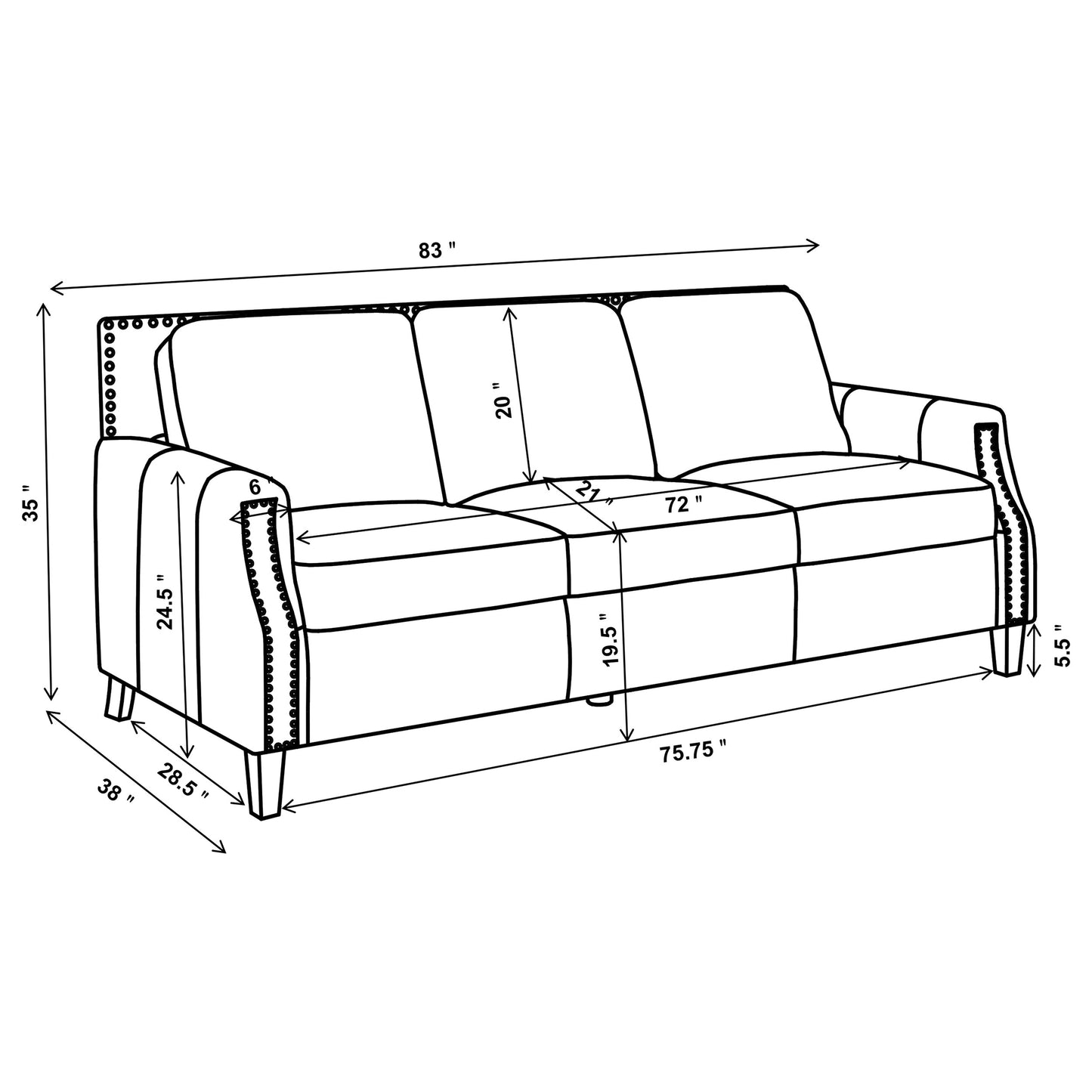 Leaton 2-piece Upholstered Recessed Arm Sofa Set Brown Sugar