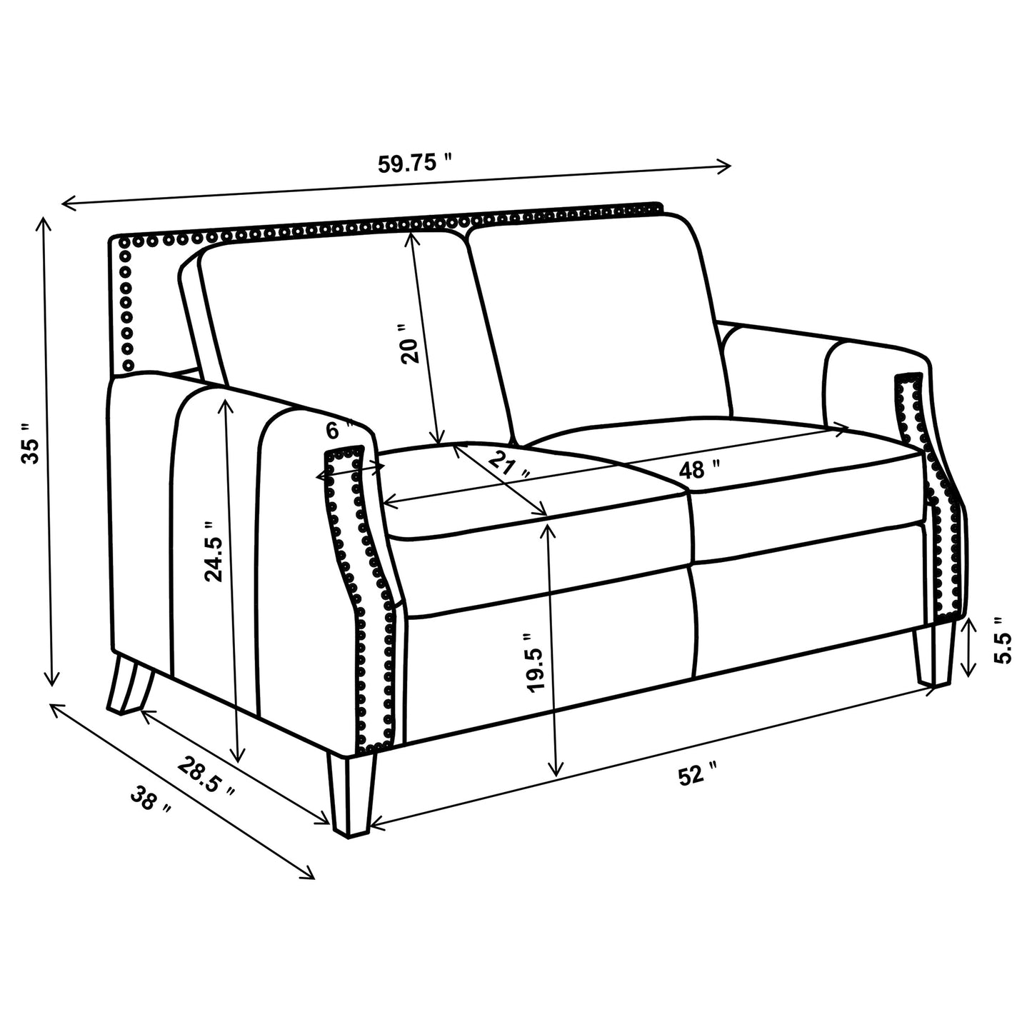 Leaton 2-piece Upholstered Recessed Arm Sofa Set Brown Sugar