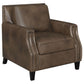 Leaton 3-piece Upholstered Recessed Arm Sofa Set Brown Sugar