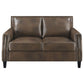 Leaton Upholstered Recessed Arm Loveseat Brown Sugar