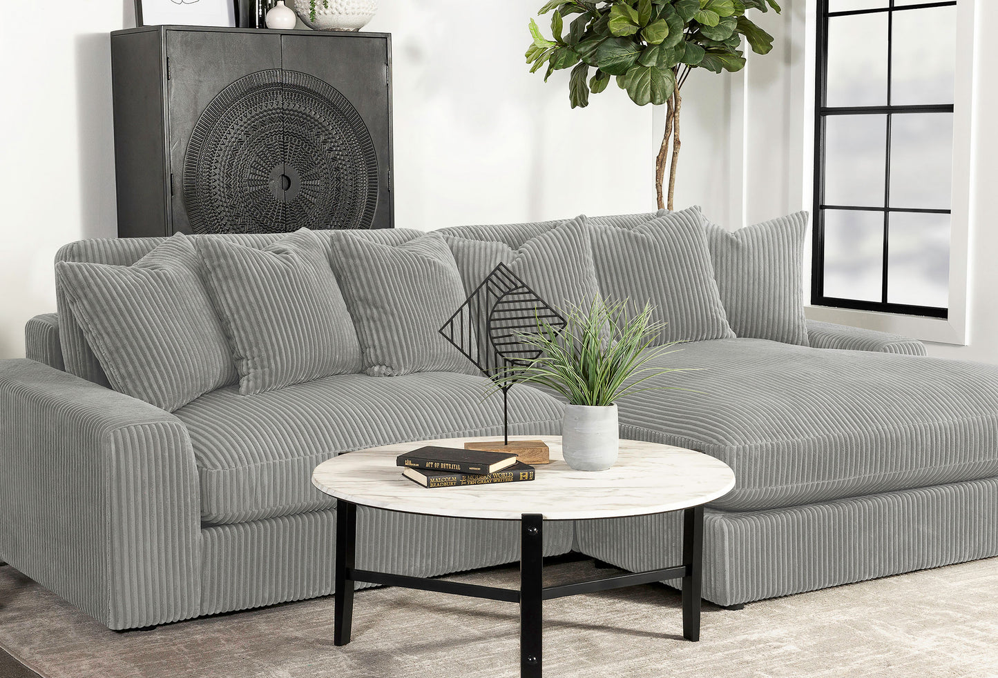 Blaine Upholstered Reversible Chaise Sectional Sofa Fog