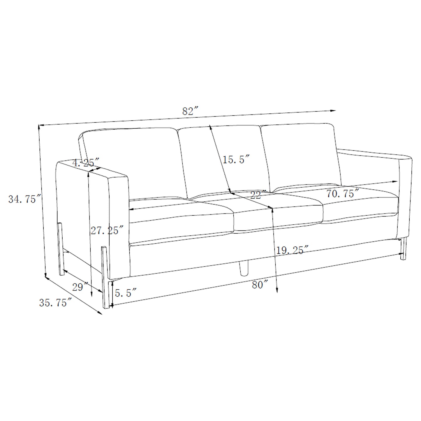 Tilly Upholstered Track Arm Sofa Oatmeal