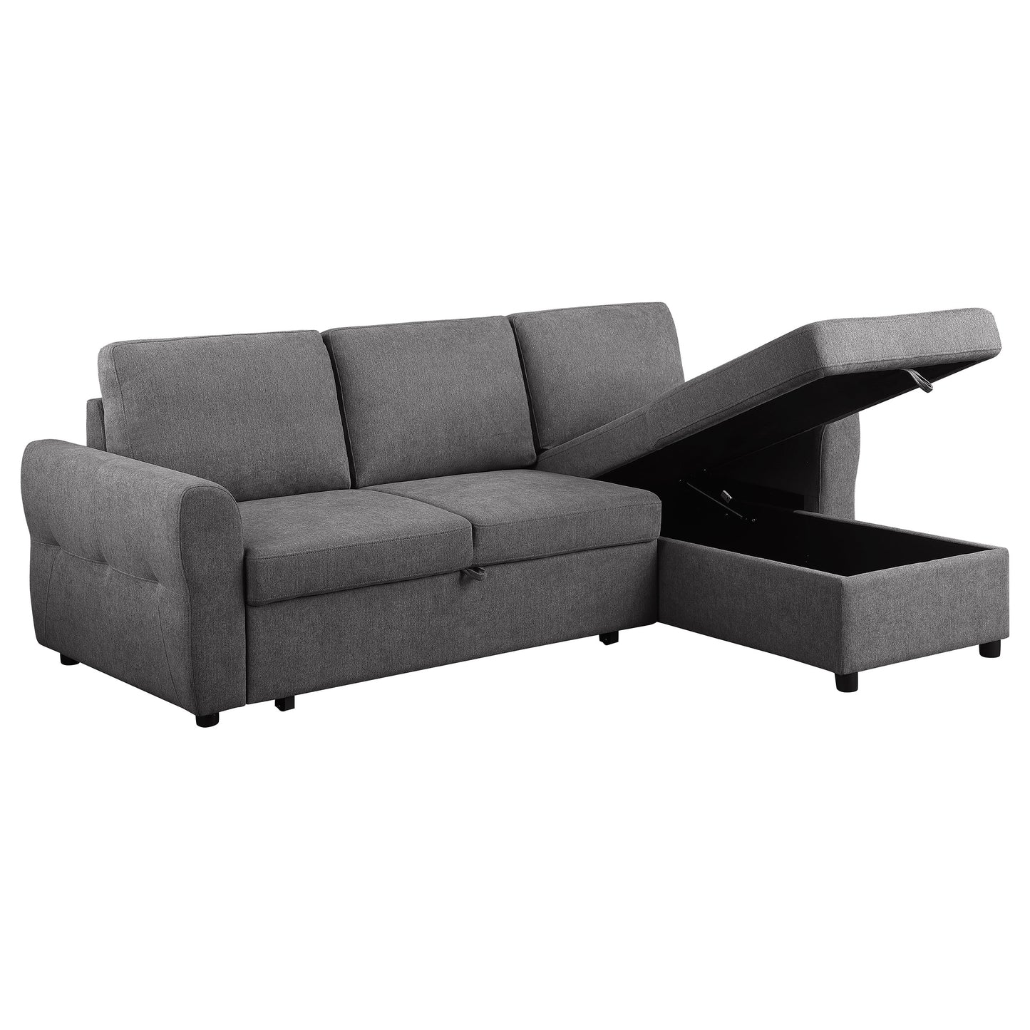 Samantha Upholstered Storage Sleeper Sectional Sofa Grey