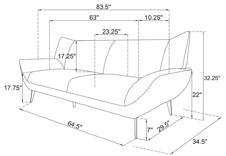 Acton Upholstered Flared Arm Sofa Teal Blue