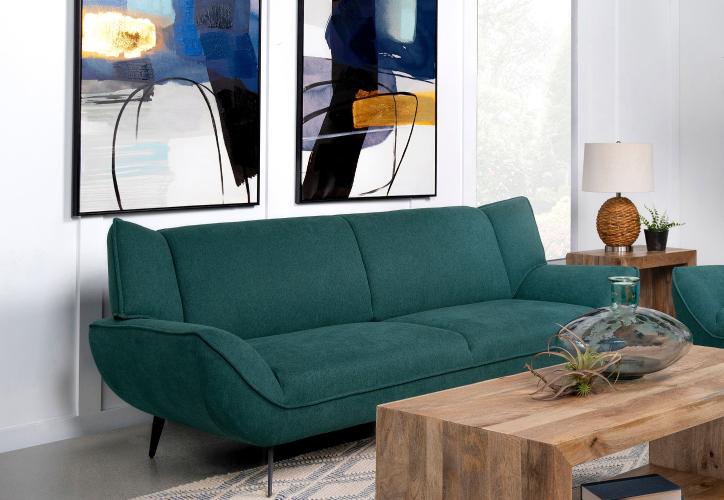 Acton Upholstered Flared Arm Sofa Teal Blue