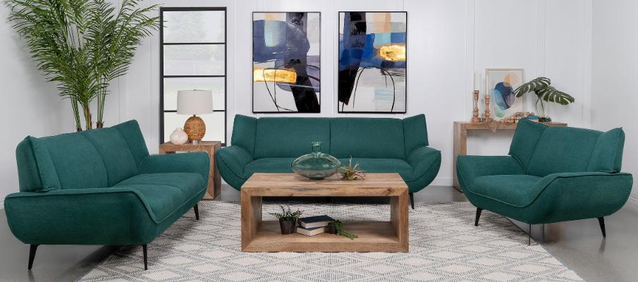 Acton Upholstered Flared Arm Sofa Teal Blue