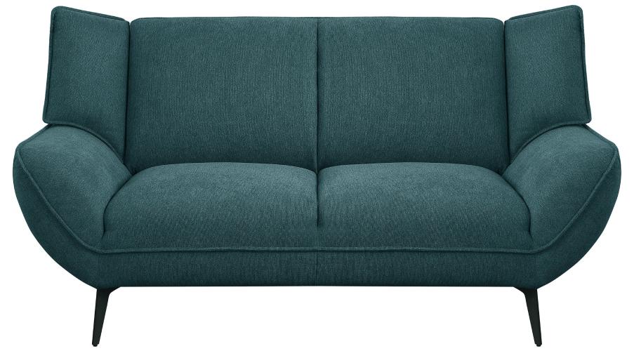 Acton Upholstered Flared Arm Loveseat Teal Blue