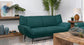 Acton Upholstered Flared Arm Loveseat Teal Blue