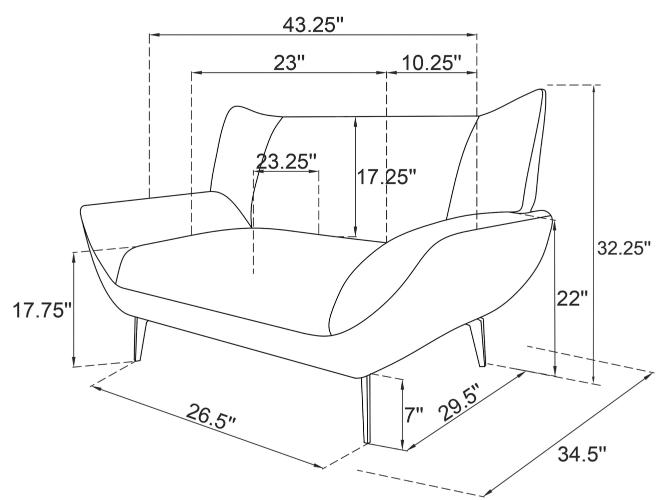 Acton Upholstered Flared Arm Accent Chair Teal Blue